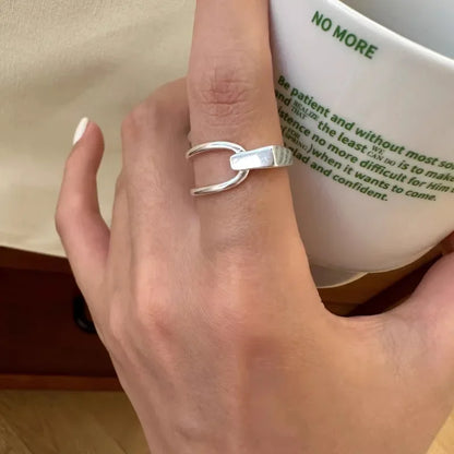 VENTFILLE 925 Sterling Silver Adjustable Ring – Vintage Hollow Line Punk Hip Hop Couple Jewelry