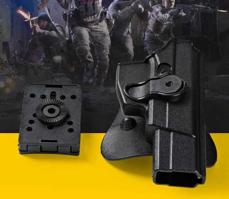 Tactical Quick Release Pistol Holster – Adjustable Hunting Belt Platform Gun Holster for G17, G19, G92 & G92G Paddle Carry Accessory