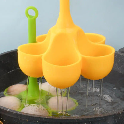 5-Hole Silicone Egg Cooker Tray - High-Temperature Resistant Steamer for Food Grade Complementary Food Preparation
