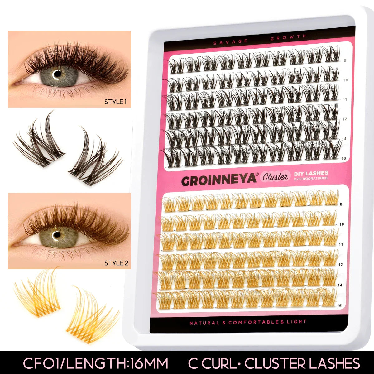 Lash Clusters Extension Kit – Fake Eyelashes Set with Lash Bond, Seal, and Applicator Tool for Makeup