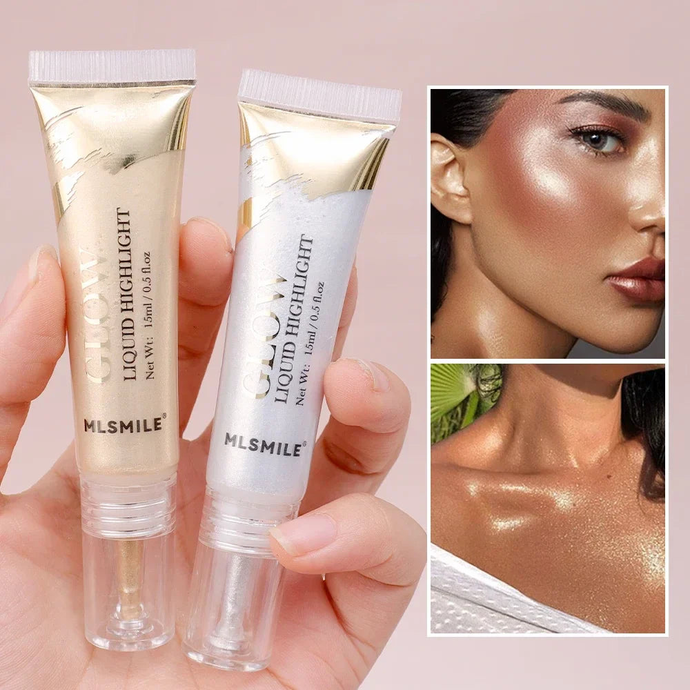 Liquid Highlighter Makeup – Pearlescent Face & Body Contour Glow, Brightening Bronzer Shimmer Illuminator Cosmetics