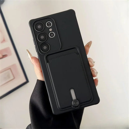 Liquid Silicone Samsung Galaxy Wallet Case with Card Holder – Shockproof Cover for S26/S25/S24 Ultra, Plus, FE & A56/A55/A54 Series
