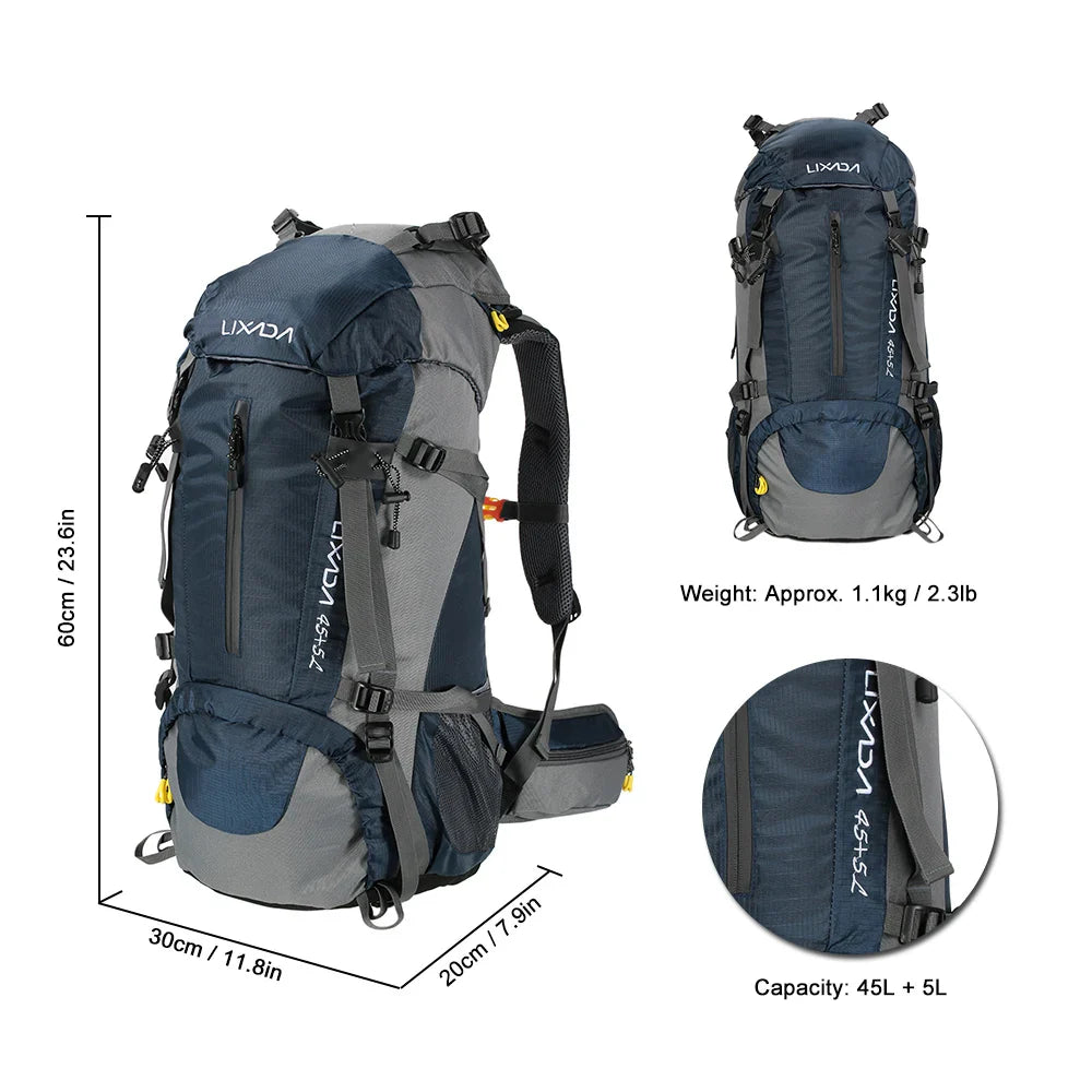 50L Waterproof Hiking Camping Backpack – Outdoor Travel Climbing Trekking Bag with Rain Cover