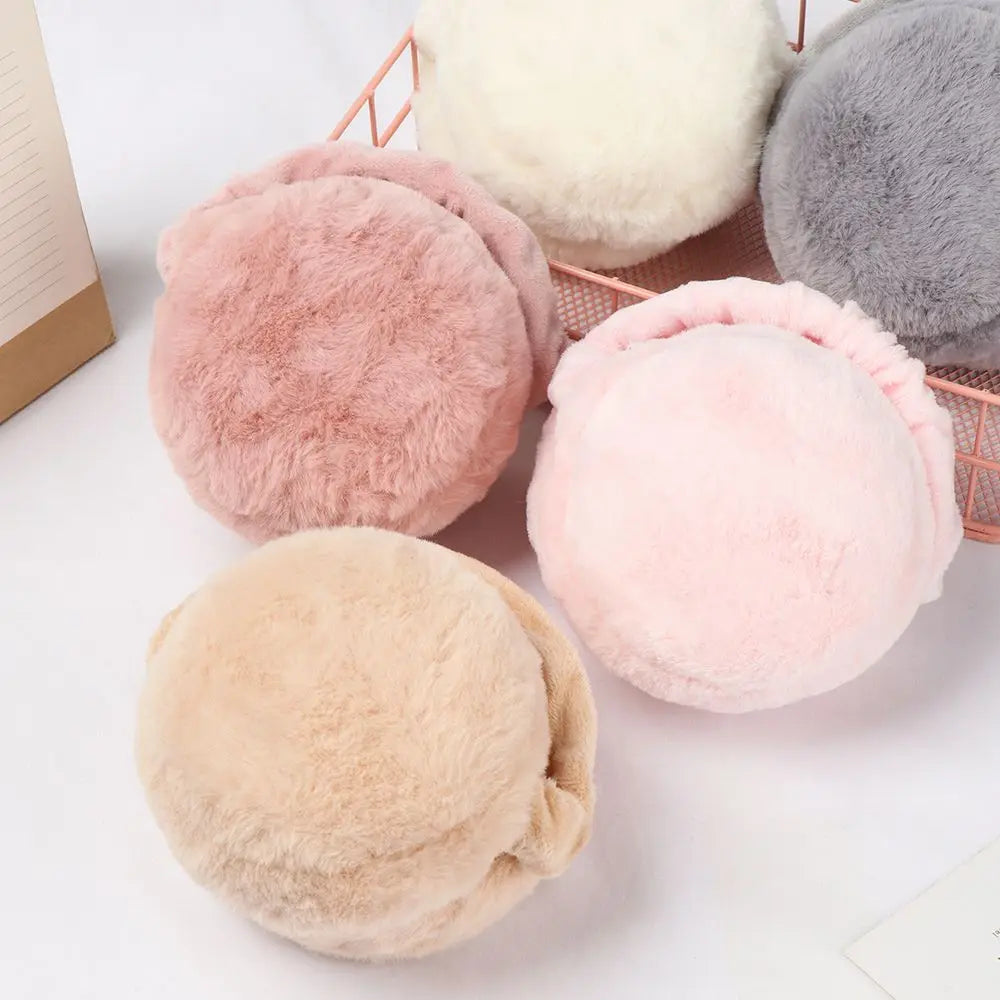 Adjustable Foldable Ear Muffs: Fashion Autumn Winter Plush Ear Warmer for Women & Men - Solid Color Earflap Earmuffs