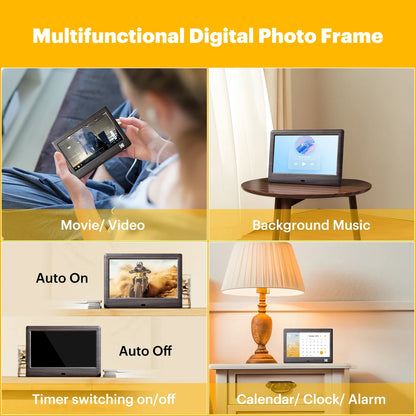 KODAK 7-Inch Digital Photo Frame with Remote – 1024x600 HD Screen, Electronic Album, Video, Music, Clock & Calendar Player