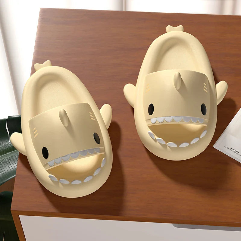Summer Home Women Shark Slippers: Anti-Skid EVA Solid Color Couple Parents Outdoor Indoor Funny Household Shoes