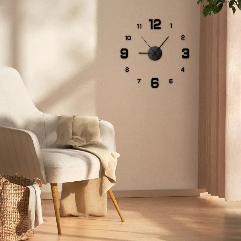 Creative Frameless DIY Wall Clock — Silent Modern Home & Office Wall Decoration for Living Room, Bedroom, and Art Spaces