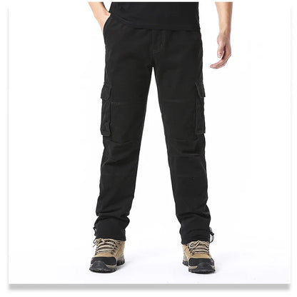 Men's Large Pocket Loose Overalls — Outdoor Sports & Tactical Jogging Pants with Elastic Waist, Pure Cotton Casual Workwear