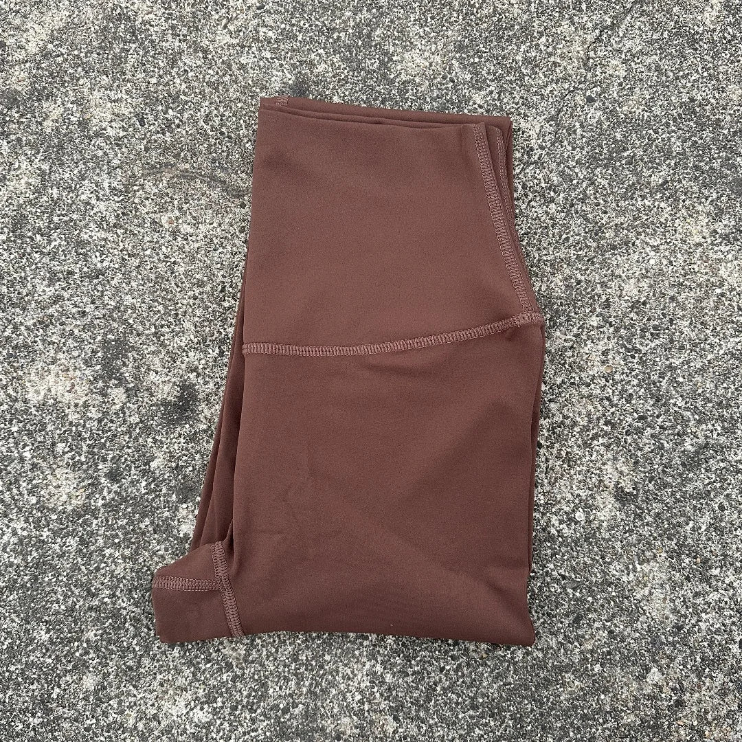High Waist Women's Yoga Leggings - Solid Color Cropped Gym & Training Pants with Back Pocket