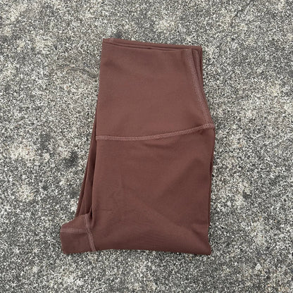 High Waist Women's Yoga Leggings - Solid Color Cropped Gym & Training Pants with Back Pocket