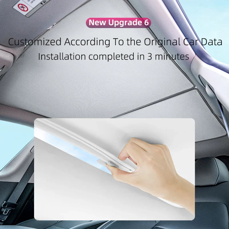 Upgraded Ice Cloth Buckle Sun Shades for Tesla Model 3 & Y (2021-2025) – Front & Rear Glass Roof Sunroof Skylight Covers