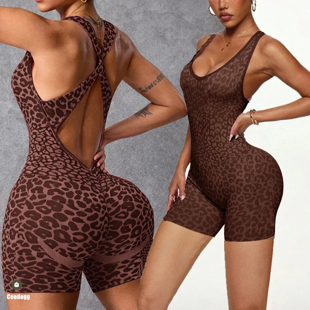 Women’s One-Piece Pad Jumpsuit Yoga Set – Flared Scrunch Workout Pants & Trendy Activewear XP10