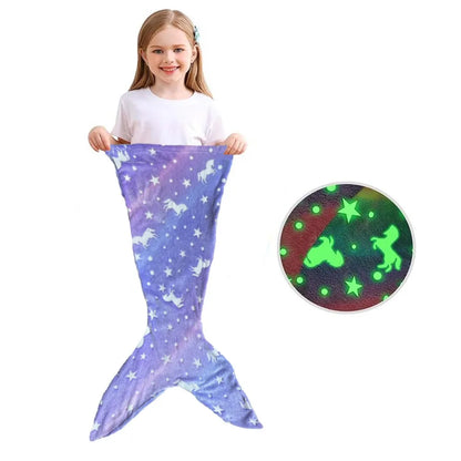Flannel Mermaid Sleeping Bag — Soft Universal Rainbow Mermaid Tail Blanket, Cozy and Beautiful for Children