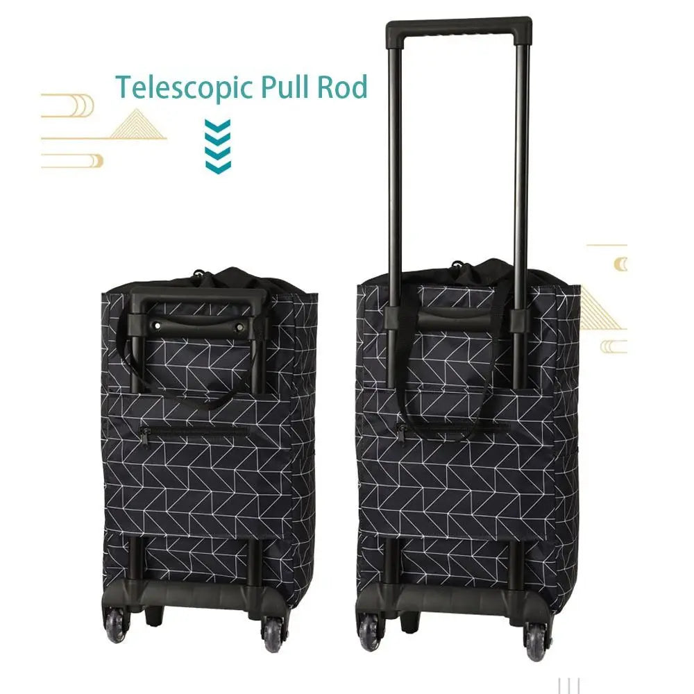 Collapsible Shopping Trolley Bag — Reusable Foldable Grocery Cart with Wheels