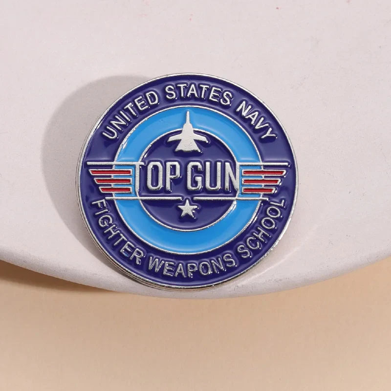 Top Gun Navy Fighter Weapons School Enamel Pin – Vintage Metal Badge for Backpack, Clothes, Jewelry & Shirt Collar
