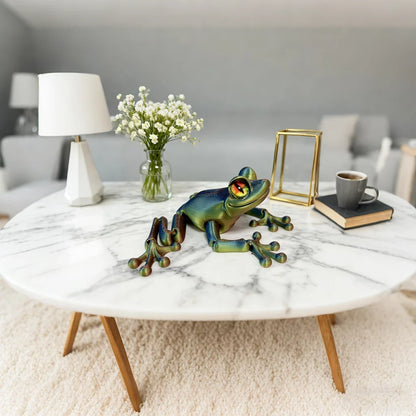 3D Printed Frog Statue - Flexible Fidget Animal Figure for Desk and Home Decor
