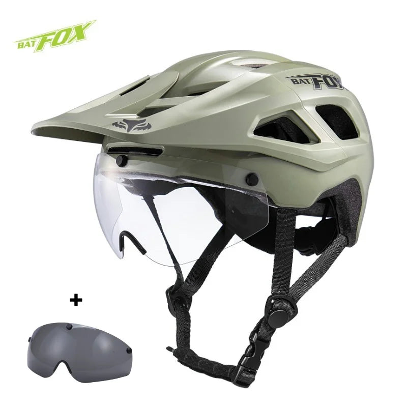 BATFOX Bike Helmet with Magnetic Goggles – MTB Road & Mountain Cycling Safety Helmet for Outdoor Sports, Scooter & Bicycle Protection Gear