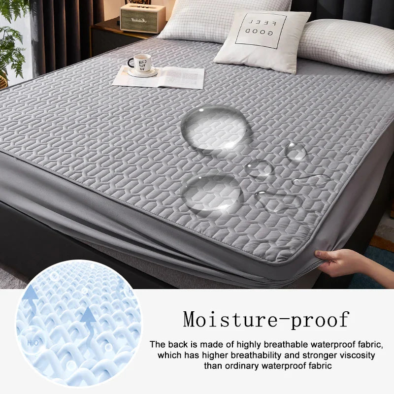 Waterproof Thick Quilted Mattress Cover — Latex Pad, Skin-Friendly Fitted Sheet Protector, 150/160/180x200cm