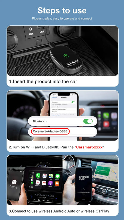 IHeylinkit Wireless CarPlay & Android Auto Adapter – Auto-Connect Dongle with Zinc Alloy Shell for Most Vehicles