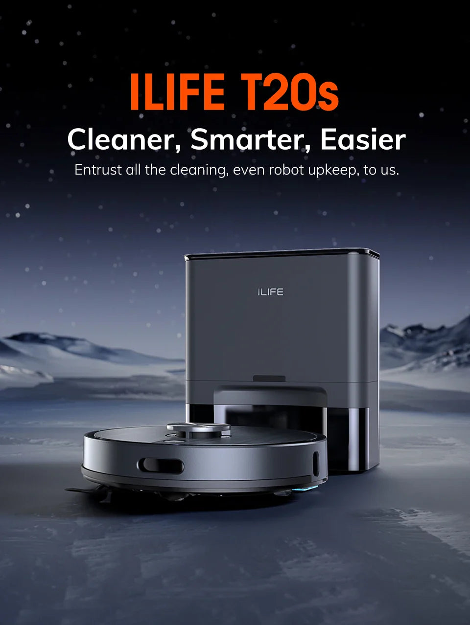 ILIFE T20S LDS Robot Vacuum Cleaner – 5000Pa, Auto Empty Dock, 60-Day Hands-Off Cleaning, Wet/Dry Sweeping & Mopping