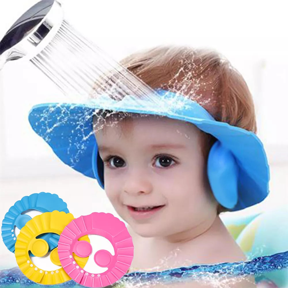 1PC Adjustable Baby Shower Cap - Child Shampoo Hat with Waterproof Ear and Eye Protection - Infant Bath Visor for Hair Washing and Safety