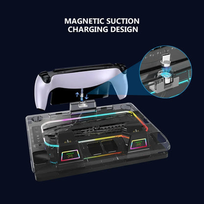 GAMINJA P53 RGB Cooling Stand for PS5 Slim – Multi-Function Controller Charger & PS Portal Magnetic Charging Base Station