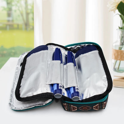Large Portable Insulin Cooler Bag – Lightweight Boho Flower Print Travel & Outdoor Camping Medical Cooler