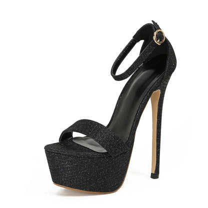 Liyke Women’s Sequined Platform Sandals – Sexy Open Toe Party & Pole Dance Heels, Size 34-46