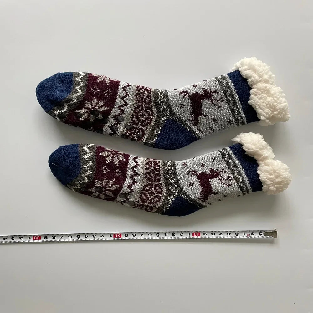 Women’s Christmas Fuzzy Socks – Winter Warm Thermal Non-Slip Fluffy Floor Slippers, Soft Indoor Home Gift