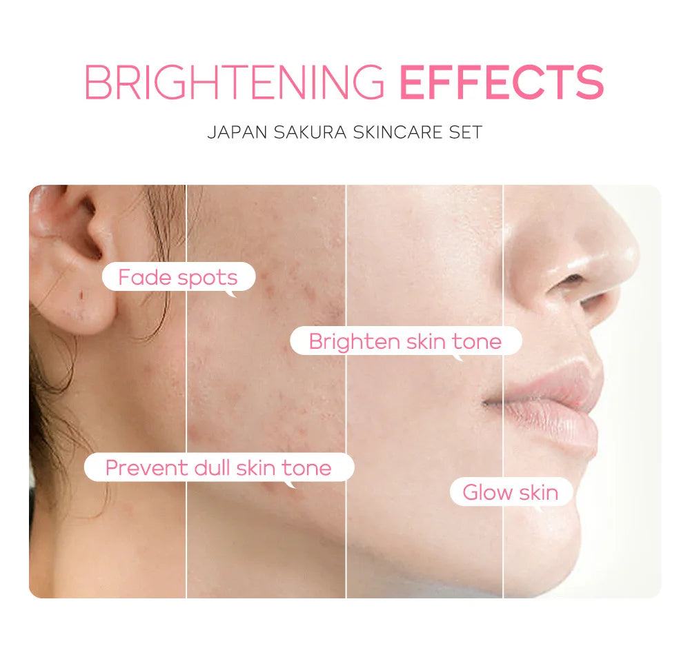 3pcs LAIKOU Vitamin C 24K Golden Sakura Skincare Set – Moisturizing Face Cream, Serum & Eye Cream