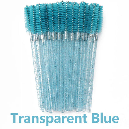 ANNAFRIS 50PCS Disposable Eyelash Brushes - Soft Crystal Lash Extension & Eyebrow Makeup Mascara Wands