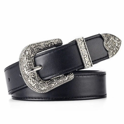 Vintage Carved Needle Buckle Belt — PU Leather Punk Hip Hop Rock Style Unisex Jeans Belt, Y2K Fashion Accessory
