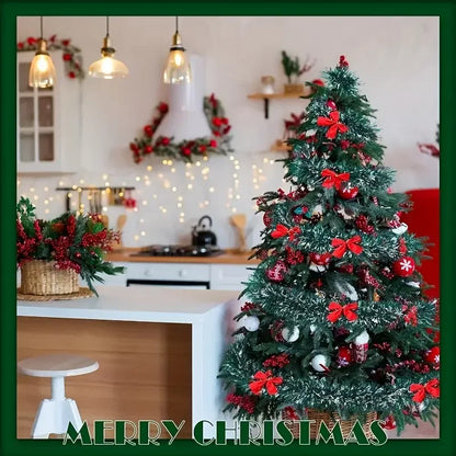 Christmas Bow Tinsel Ribbon Garland – Green Ribbon for Tree, Wreath & Holiday Decor