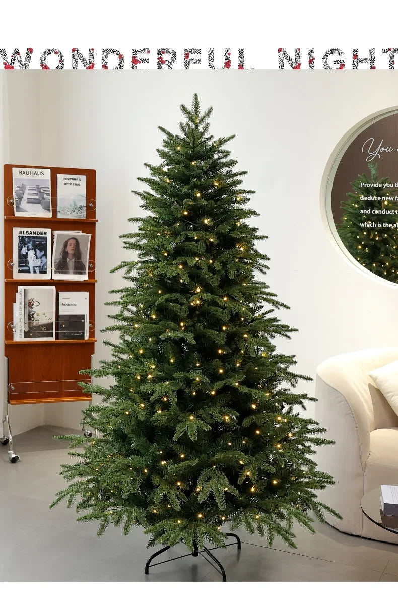 PE & PVC Mixed Christmas Tree with Lights — Large Decorative Holiday Tree for New Christmas Decor