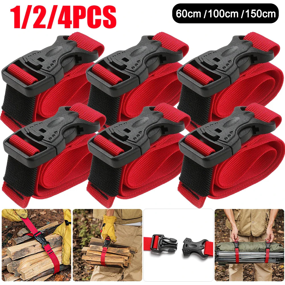 1/2/4PCS Portable Cargo Tie Down Strap - Quick Release Buckle Luggage Belt for Camping & Hiking | 50/100/150cm Baggage Secure Strap