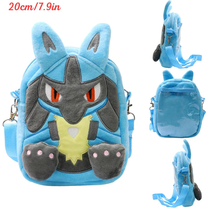 New Pokémon Plush Bag — Pikachu, Mimikyu, Gengar, Lucario, Rowlet, Eevee, Snorlax Soft Stuffed Toy Shoulder Backpack