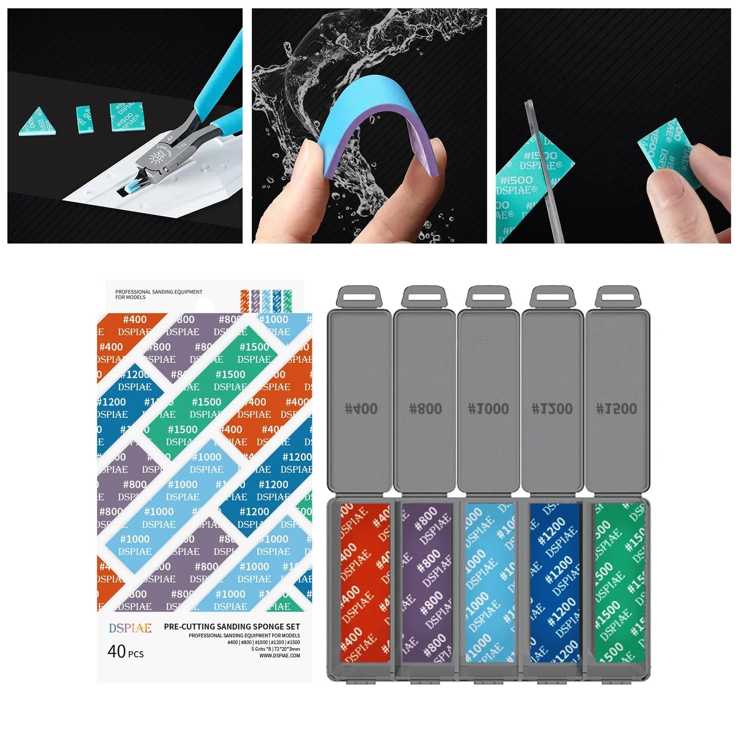 DSPIAE DS3 Sanding Sponge Set – 3mm Sandpaper for GK Military Models, Arc Grinding & Polishing Tool