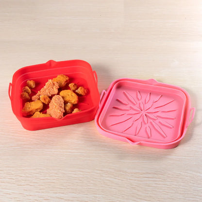 Silicone Air Fryer Liner & Reusable Baking Tray – Square Basket Mat for Oven, Pizza, and Dish Pan Inserts