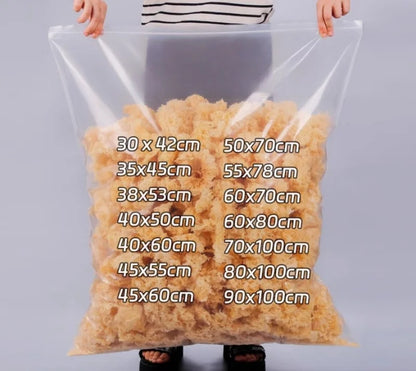 StoBag 10PCS Large Transparent Zipper Bags — Thick Waterproof Storage Pouches for Clothes & Food Packaging
