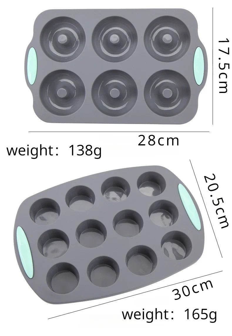 3D Silicone Bread and Muffin Mold Set - Heat Resistant, Non-Stick Kitchen Bakeware for Cakes and Pastries