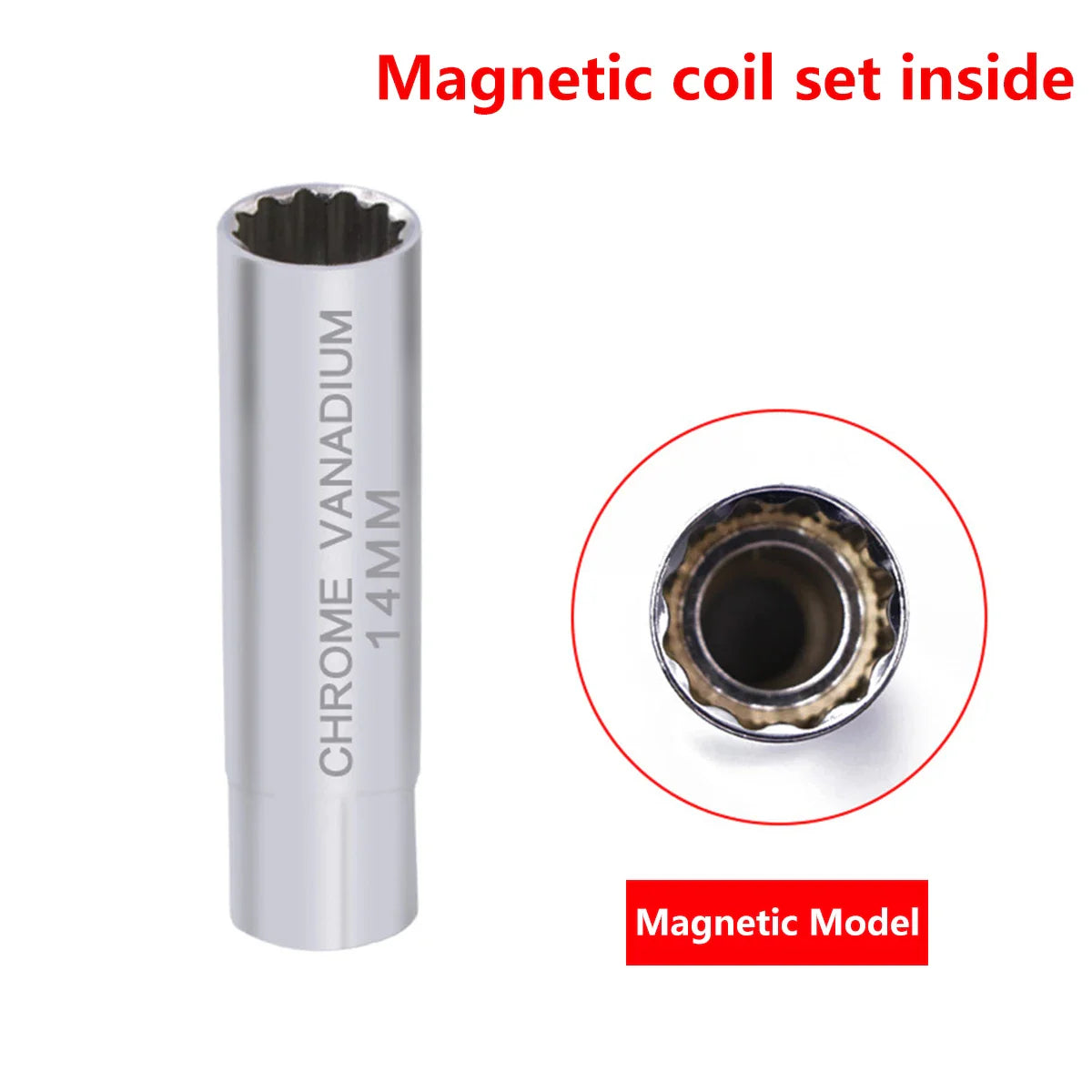 Universal Spark Plug Socket Wrench - 3/8 Magnetic, 12 Angle Thin Wall for 14/16mm Spark Plug Removal, Auto Repair Tool
