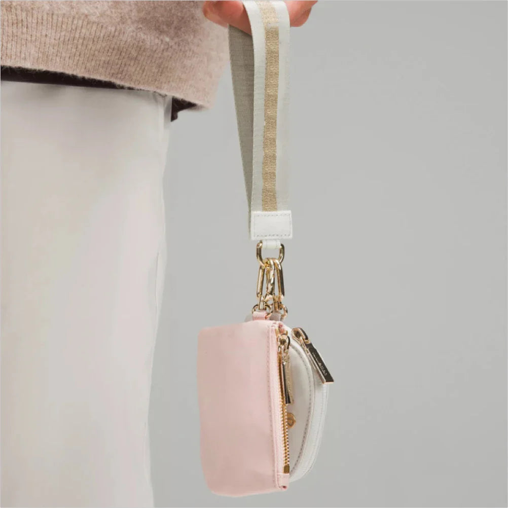 Women's Double Pouch Wristlet Keychain Wallet | Zipper Coin Purse & Detachable Key Card Holder | Portable Change Pocket