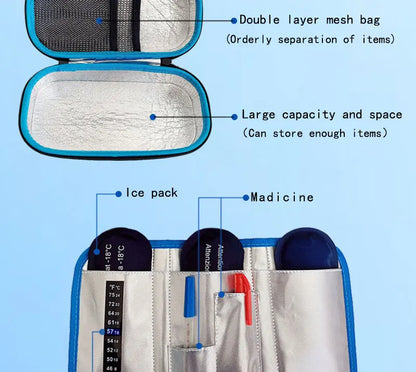 Medical Cooler Travel Pouch with 4 Ice Packs – EVA Insulin Pen Case & Drug Freezer Box for Diabetes Cooling Storage