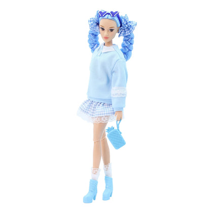 DEFA Lucy Love Fashion Doll – Blue Sweatshirt, Plaid Pleated Skirt & Matching Heeled Boots