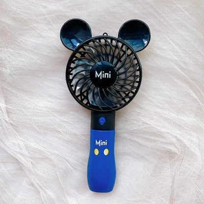 Mickey Mouse Cartoon USB Rechargeable Handheld Fan – Cute Anime Character Desktop Electric Fan with Night Light, Kawaii Gift Toy