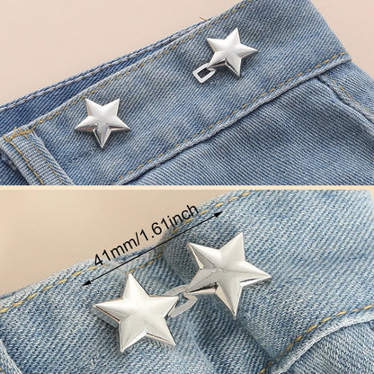 Adjustable Jeans Button Clips - Waist Tightener Buckle, Snap Button Adjuster for Pants and Skirts, Retractable Button