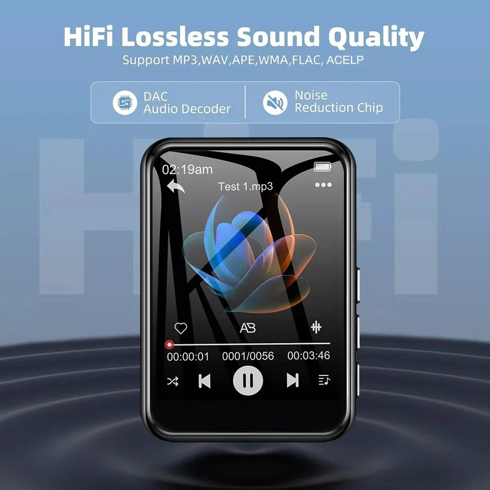 128GB Bluetooth 5.4 MP3 Music Player – HiFi Audio, Built-in Speaker, 2.4” Touch Screen MP4 Player with E-Book, Video & Recording