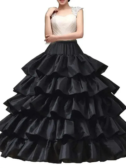 6-Hoop Crinoline Petticoat - White Long Wedding Dress Underskirt for Ball Gowns