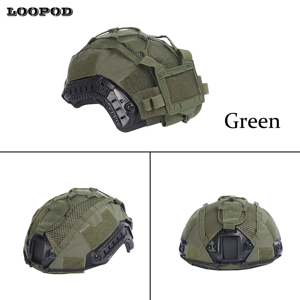 Tactical Helmet Cover Set – Hybrid Mesh Cover for Maritime, Bump & Ballistic Helmets with NVG Battery Pouch for Hunting