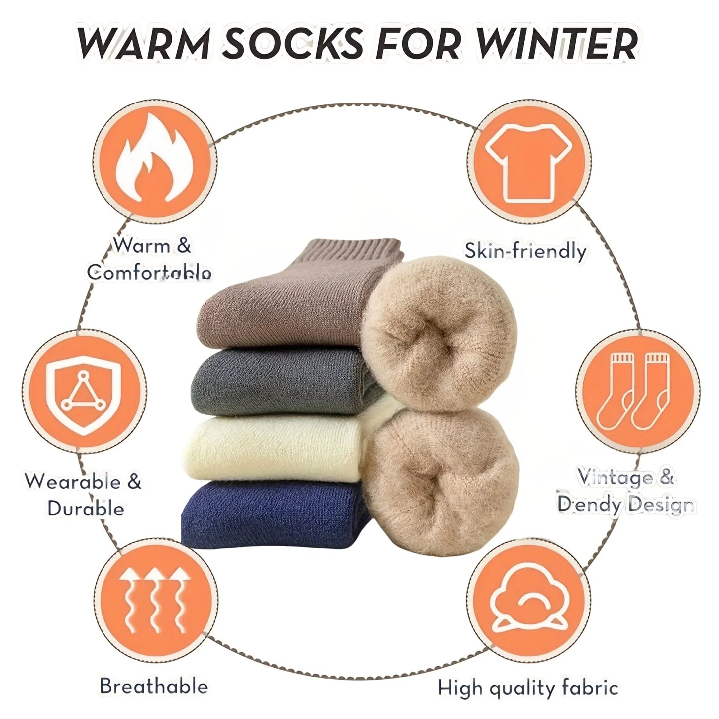 Ultra Thick Wool Socks for Men – Fleece-Lined Warm Autumn & Winter Cold-Resistant Long Socks, Perfect Gift